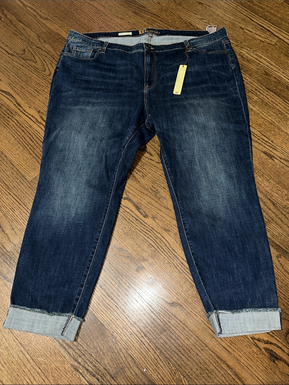 Women’s Dark Blue Asher Ankle Straight Leg Cuffed Jeans
